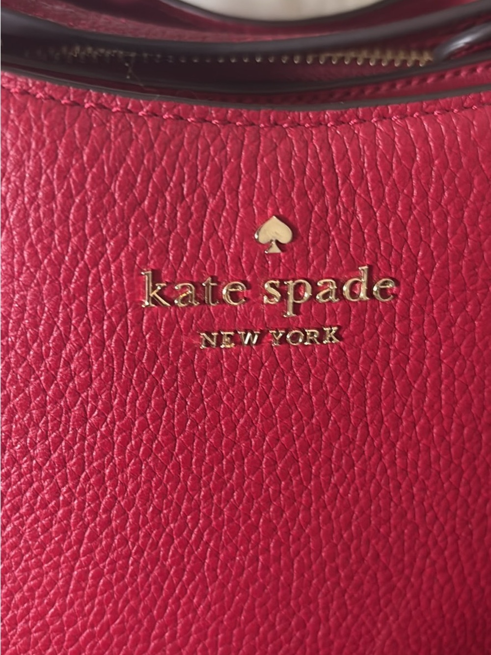 kate spade Red Pebbled Leather Satchel with Gold Hardware - Picture 2 of 7